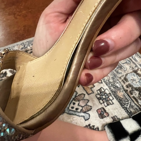 Jewel Badgley Mischka Nude Strap Block Heels - Size 6 - Picture 3 of 9